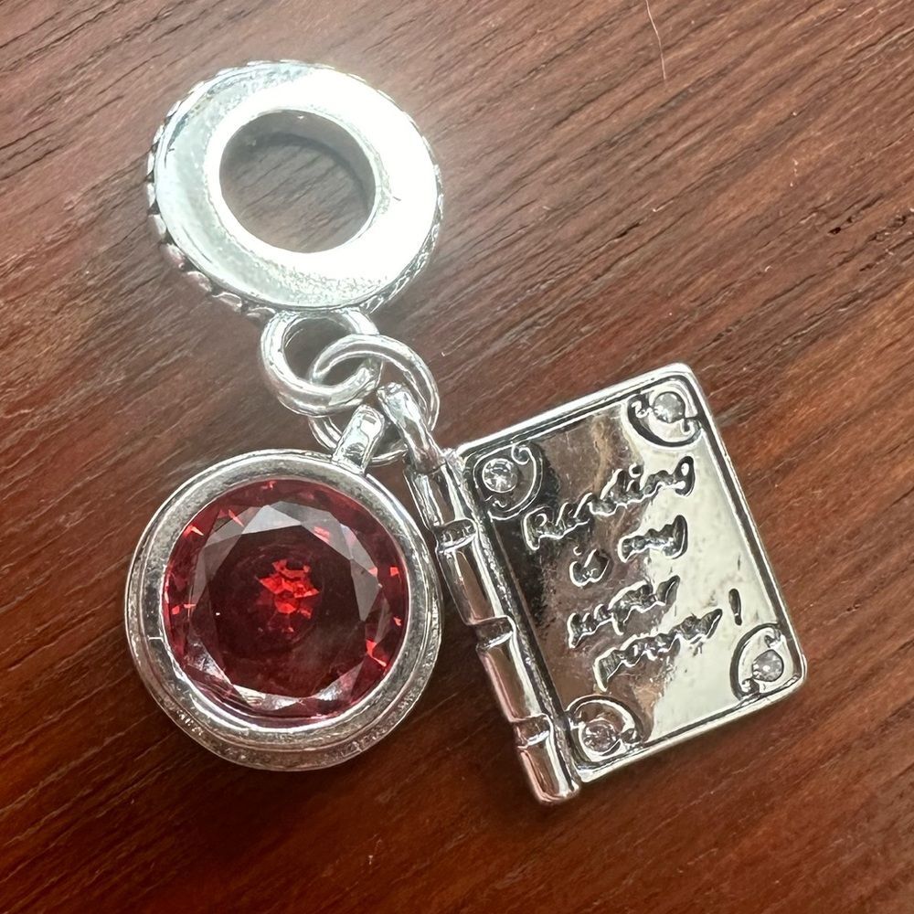 NWOT Coffee & Book S925 Silver Pandora FIT Dangle Charm - Picture 2 of 8